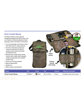 CAMP COVER TRAVELLER BAG FOR DRINKS FOR CAMPING, PICNIC AND THE CAR