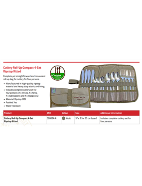 CAMP COVER CUTLERY ROLL-UP COMPACT 4-SET (INCL. CUTLERY)