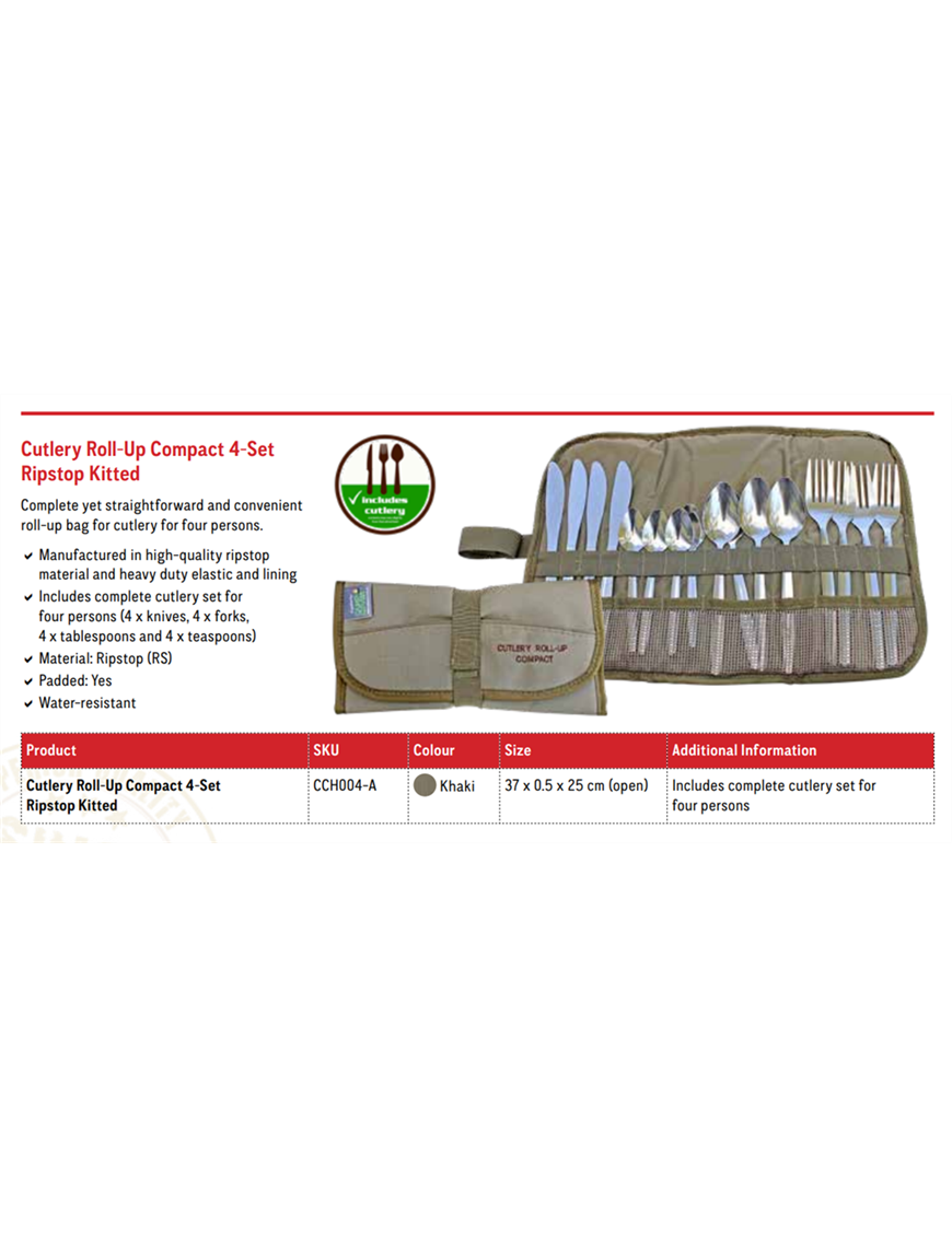 CAMP COVER CUTLERY ROLL-UP COMPACT 4-SET (INCL. CUTLERY)