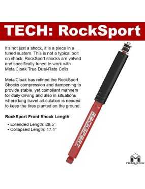 RockSport RED Long Travel Shock, JK Wrangler, Front, Pair