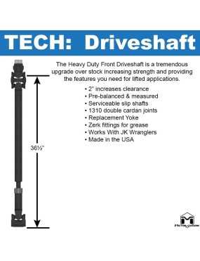 JK Front Driveshaft, ('07 - '11 Auto) ('07 - '18 Manual)