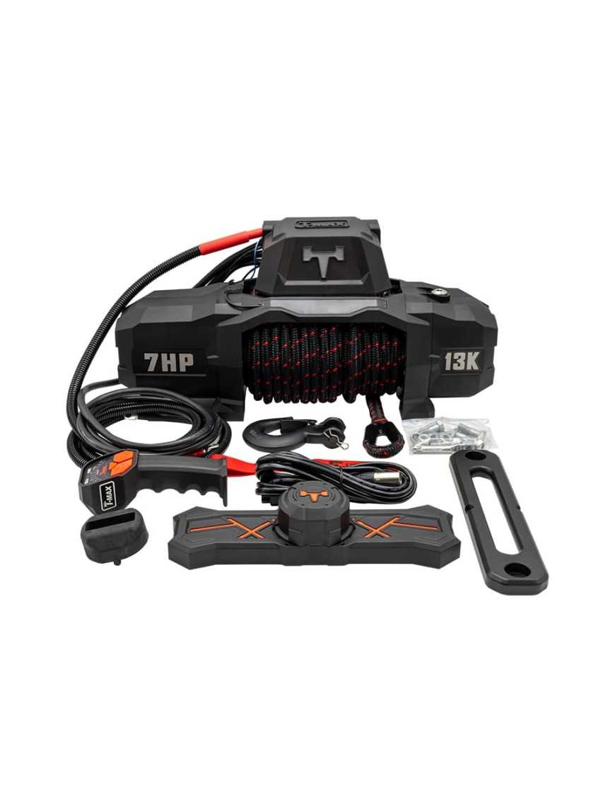 T-max Force View Titan 12V 13000lbs Winch with Synthetic Rope in Sheath