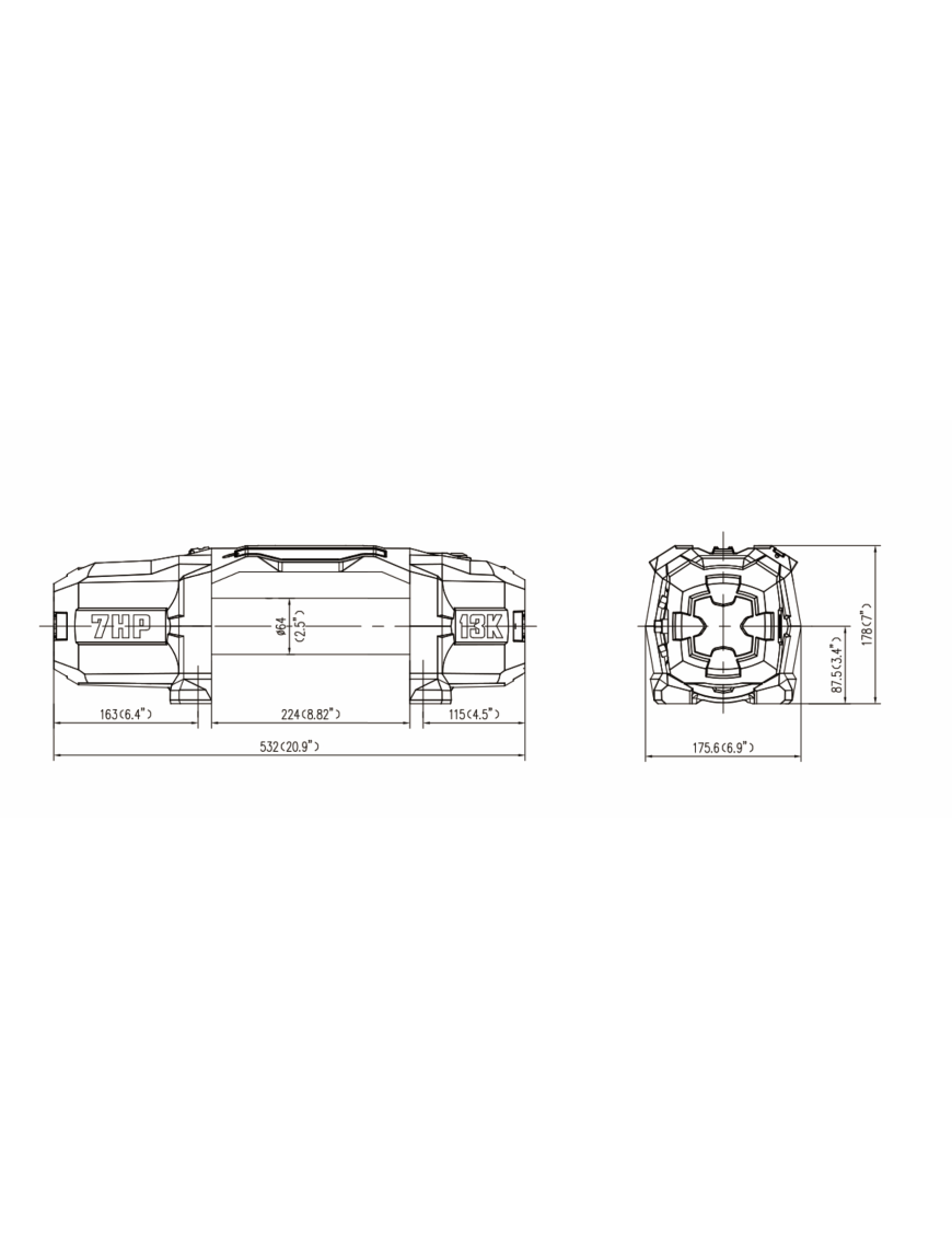T-max Force View Titan 12V 13000lbs Winch with Synthetic Rope in Sheath