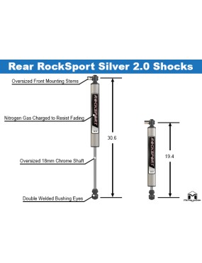 RockSport Silver 2.0 Aluminum Shocks, JL Wrangler, Rear, Pair