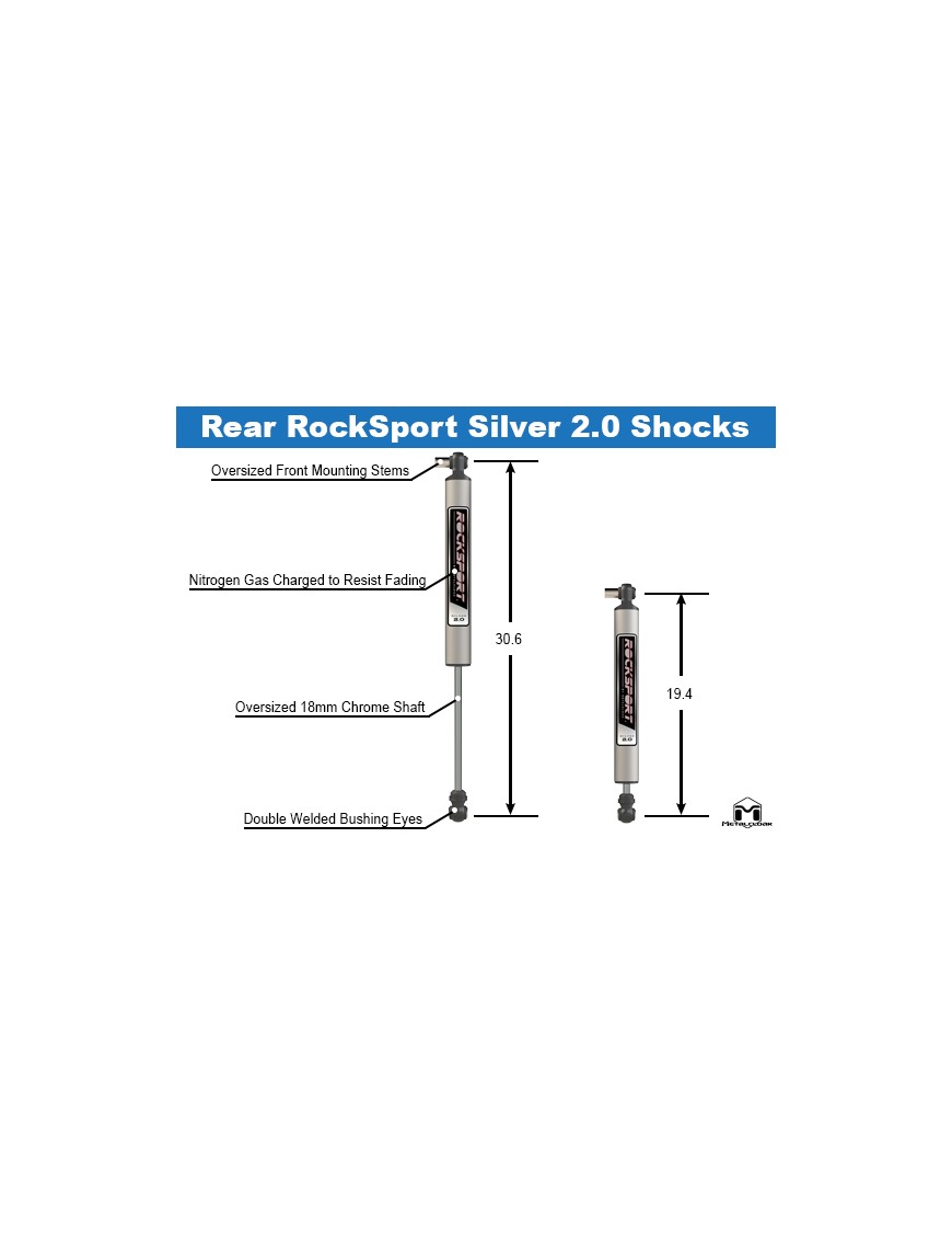 RockSport Silver 2.0 Aluminum Shocks, JL Wrangler, Rear, Pair