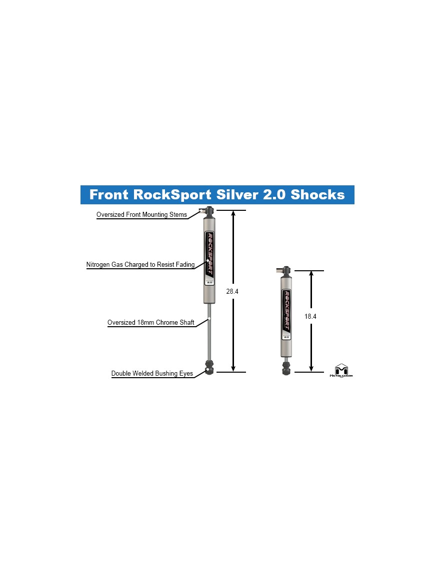 RockSport Silver 2.0 Aluminum Shocks, JL Wrangler, Front, Pair