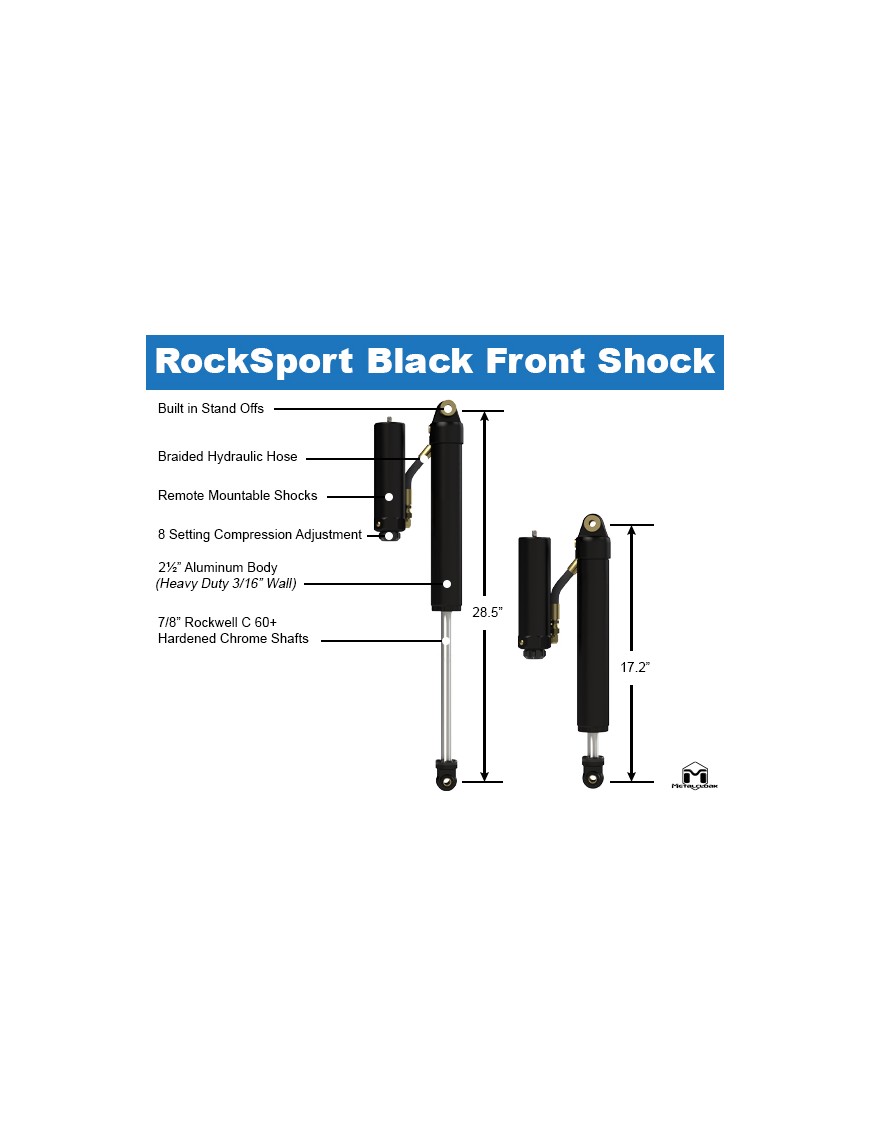 RockSport BLACK 2.5–3.5″ Lift Shock Set – Jeep Wrangler JL / Gladiator