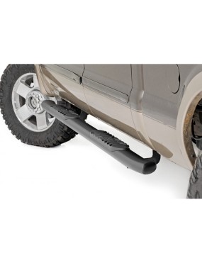 Progi, stopnie boczne czarne Rough Country Oval Nerf Steps Crew Cab