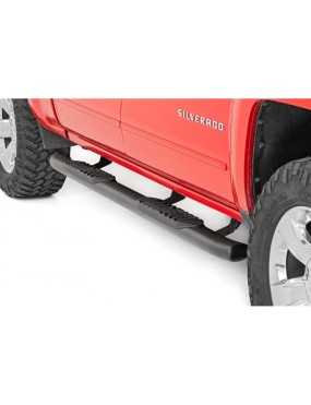 Progi, stopnie boczne czarne Rough Country Oval Nerf Steps Crew Cab