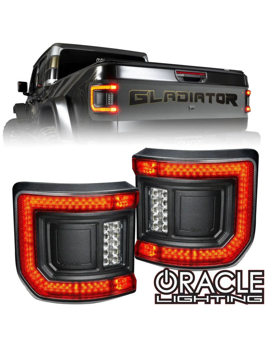 ORACLE Lighting – Flush LED Tail Light Kit + Dual-Function Amber/White Reverse Module for Jeep Gladiator JT