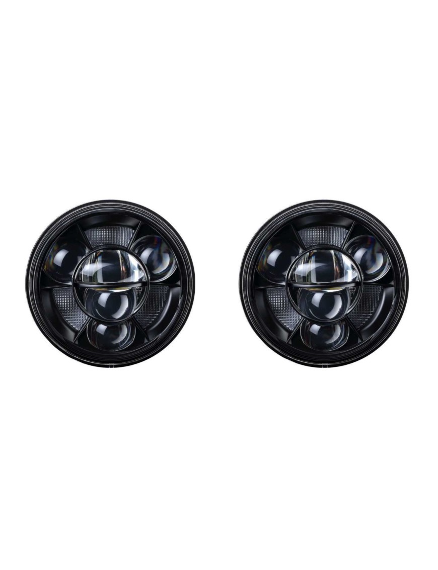 7” LED Headlights – Set of 2 | Low Beam, High Beam & DRL | E4 | 12–24 V | Black