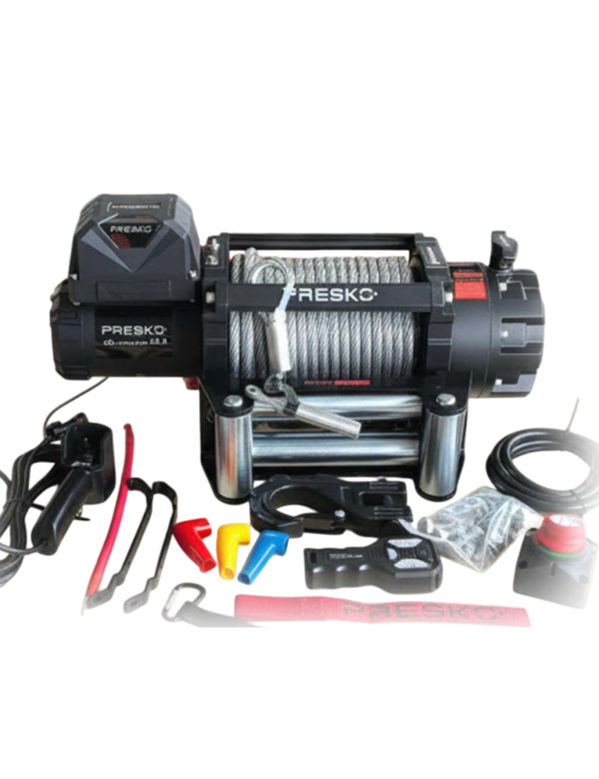 Presko MAMMOTH 20.0 Winch – Steel Rope | 24V | 9080 kg Pulling Capacity