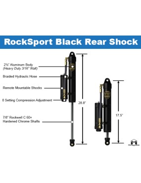 RockSport BLACK 2.5"/3.5" JK Wrangler Reservoir Long Travel Shocks Adjustable Rear Pair