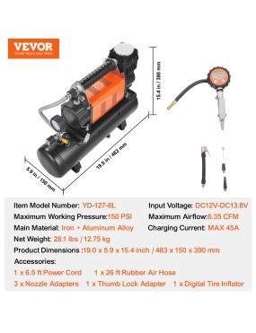 Kompresor 12V 150 PSI z butlą