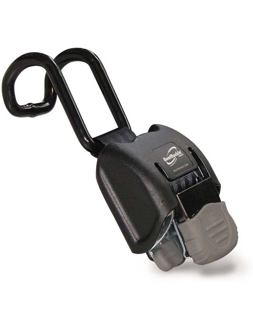 self-retracting boat gunwale tie down strap