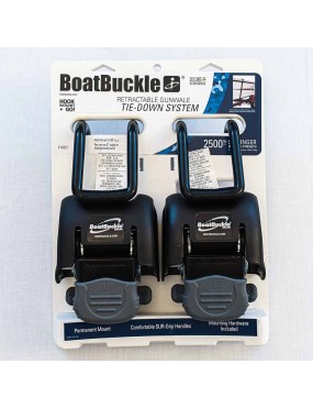 self-retracting boat gunwale tie down strap