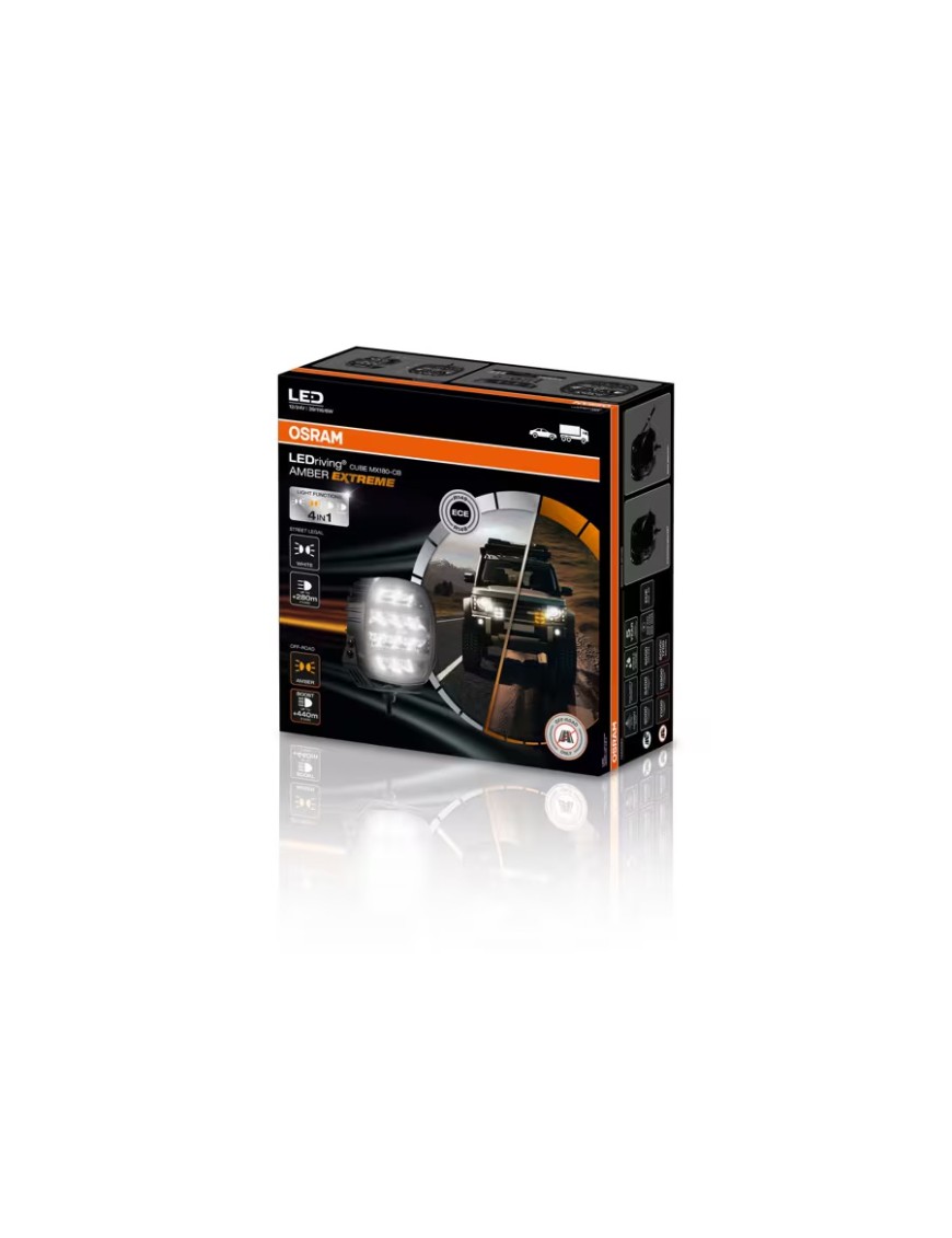 OSRAM Cube MX180-CB AMBER EXTREME – ECE-approved LED Driving Light with Amber Position Light