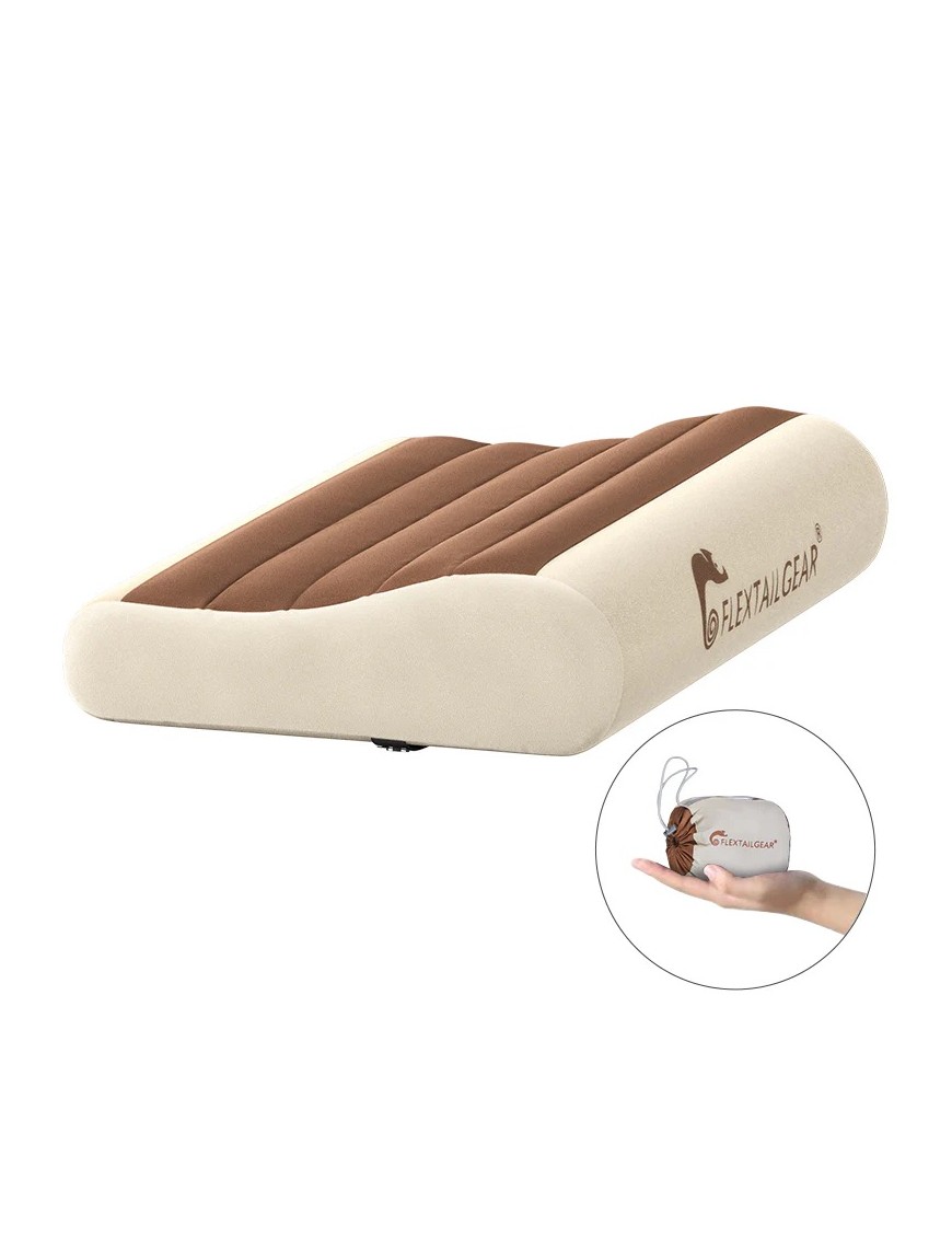 FLEXTAIL ZERO PILLOW – B-Shape Inflatable Camping Pillow, Brown