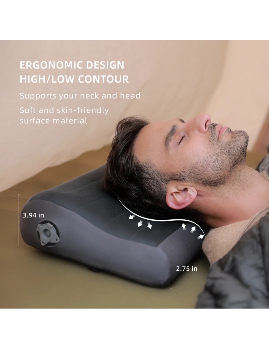 FLEXTAIL ZERO PILLOW – B-Shape Inflatable Camping Pillow, Brown