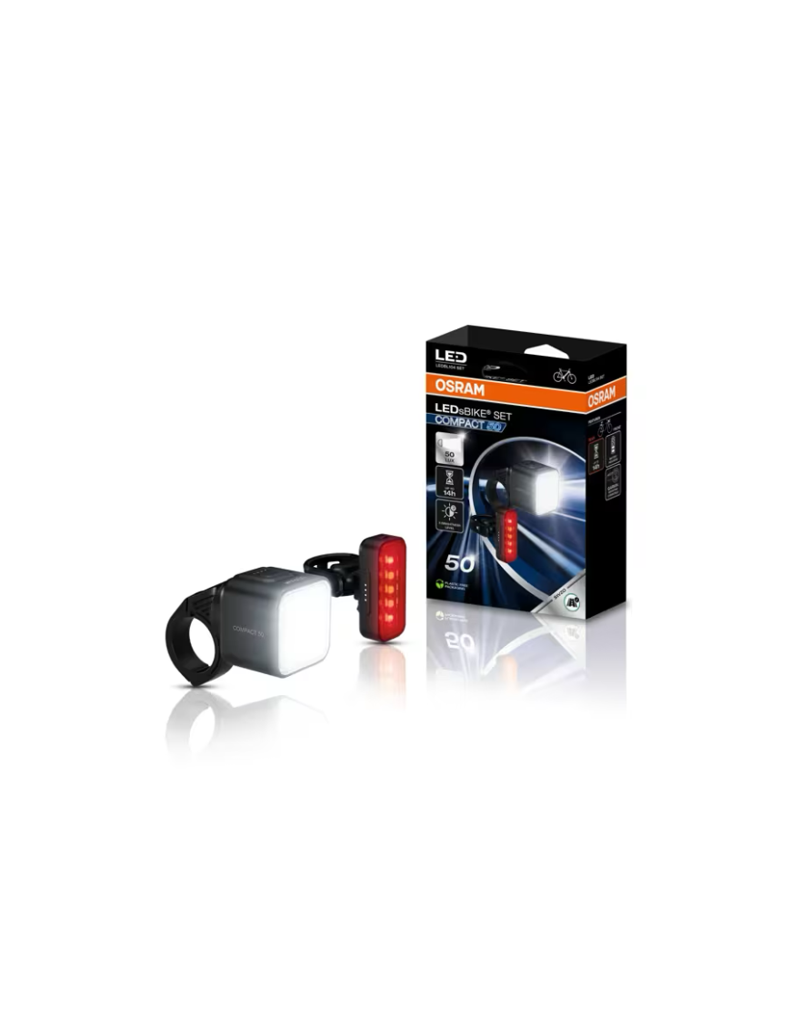 OSRAM LEDsBIKE COMPACT 50 SET – 50 lx LED bike light set, front + rear