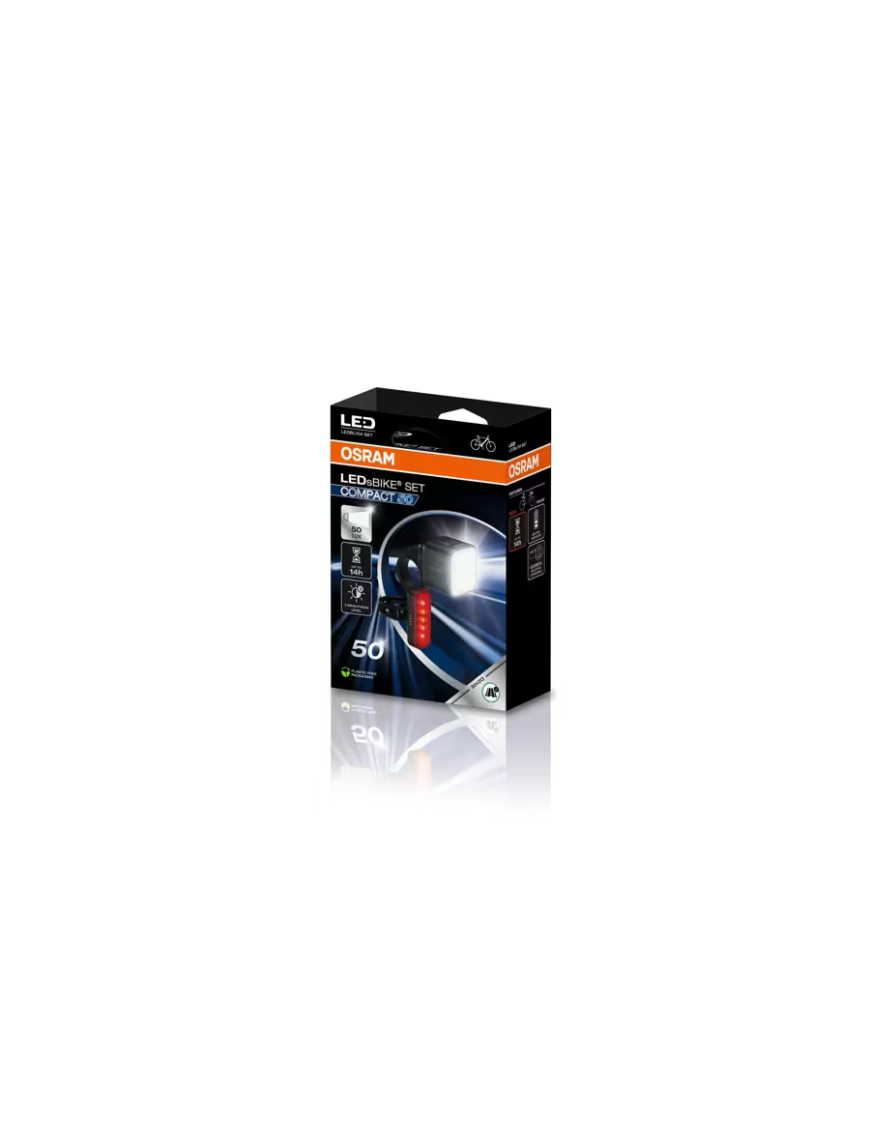 OSRAM LEDsBIKE COMPACT 50 SET – 50 lx LED bike light set, front + rear