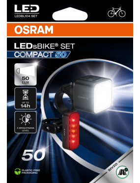 OSRAM LEDsBIKE COMPACT 50 SET – 50 lx LED bike light set, front + rear