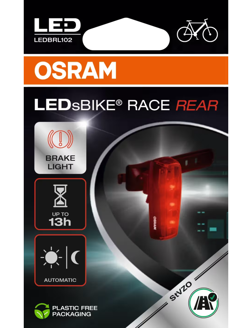 OSRAM LEDsBIKE RACE REAR – rechargeable LED rear bike light with brake sensor
