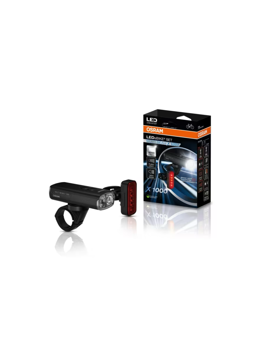 OSRAM LEDsBIKE MULTI BEAM X 1000 SET – LED Bike Light Set, 1,000 lm, High Beam