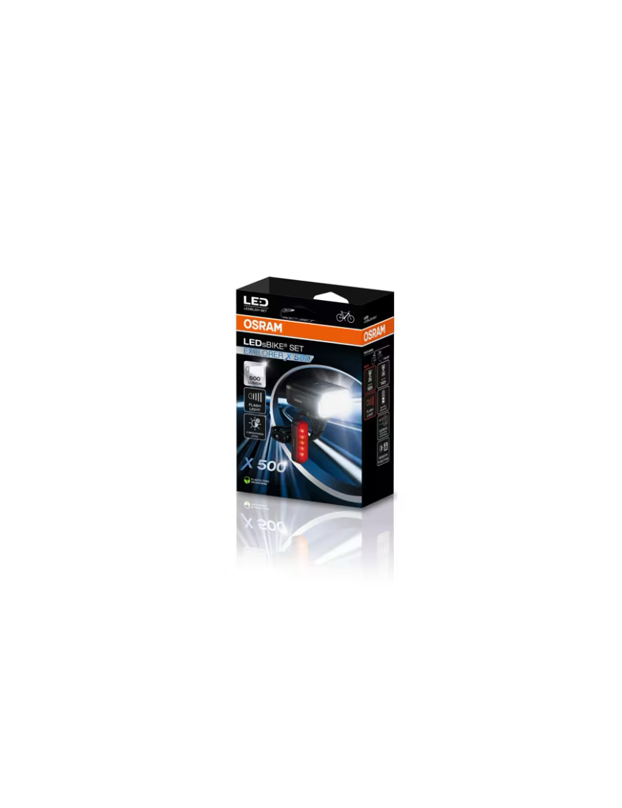 OSRAM LEDsBIKE EXPLORER X 500 SET – LED bicycle light set, 500 lm, USB-C, IP54