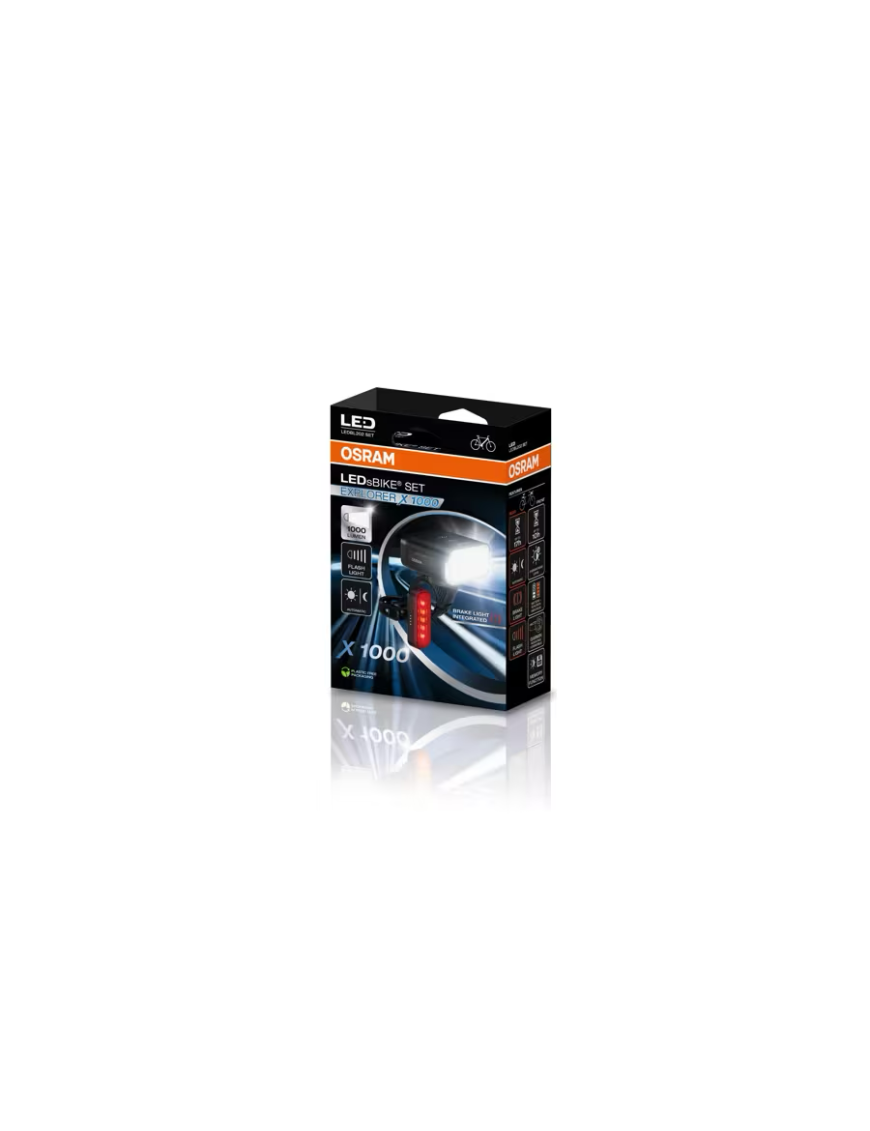OSRAM LEDsBIKE EXPLORER X 1000 SET – 1,000 lm LED bike light set, USB-C