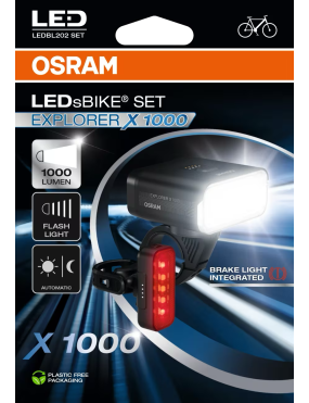 OSRAM LEDsBIKE EXPLORER X 1000 SET – 1,000 lm LED bike light set, USB-C