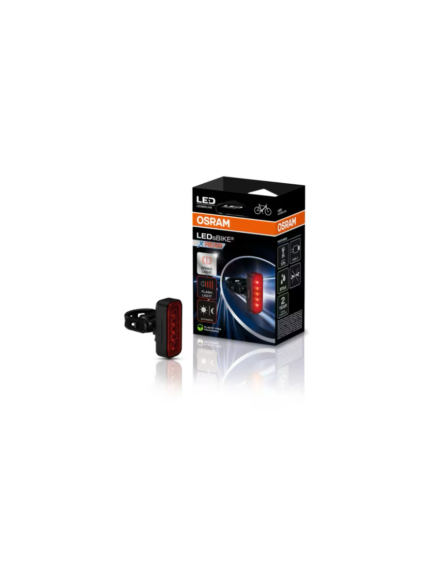 OSRAM LEDsBIKE X REAR – rear LED bike light with brake sensor, USB-C, IP54