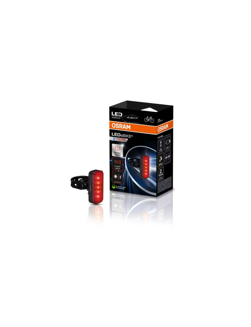 OSRAM LEDsBIKE X REAR – rear LED bike light with brake sensor, USB-C, IP54