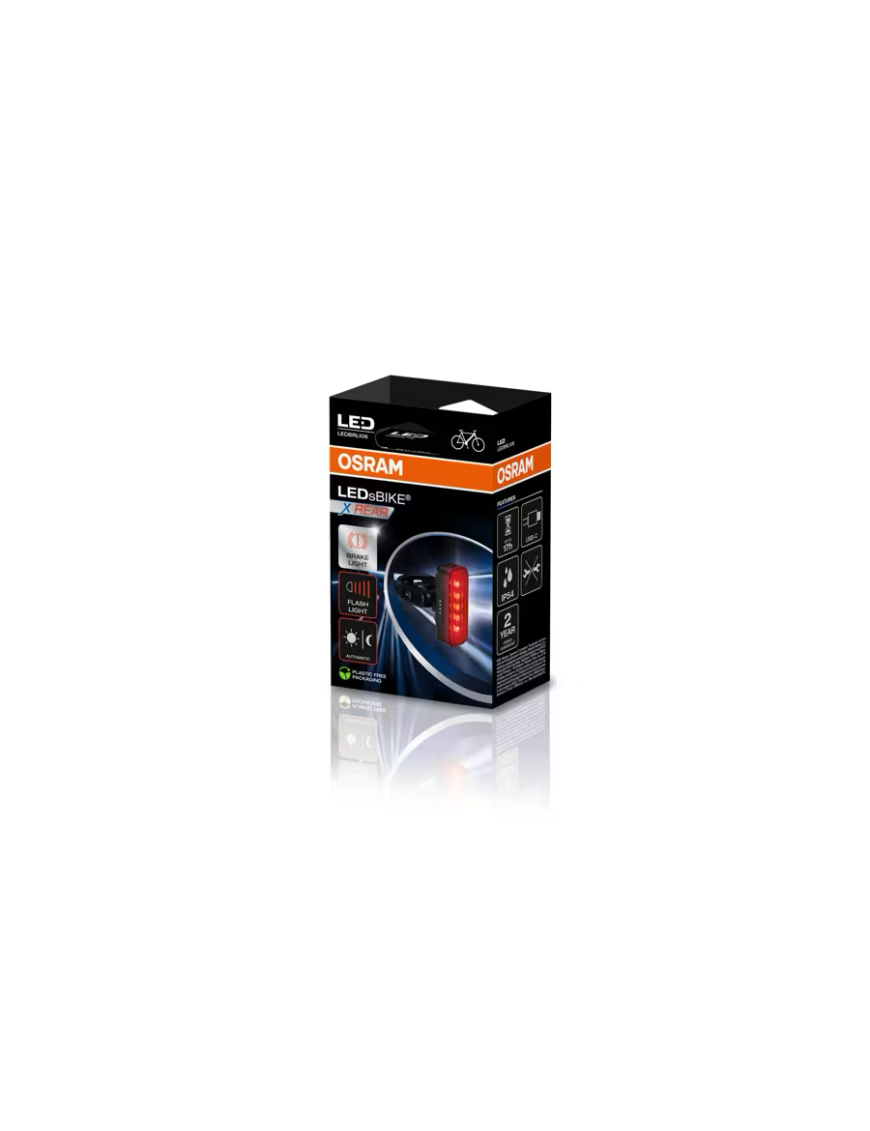 OSRAM LEDsBIKE X REAR – rear LED bike light with brake sensor, USB-C, IP54