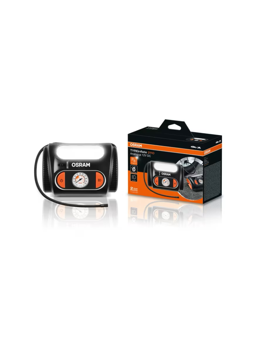 OSRAM TYREinflate 2110 – 12 V tyre inflator, 6.9 bar, analogue gauge