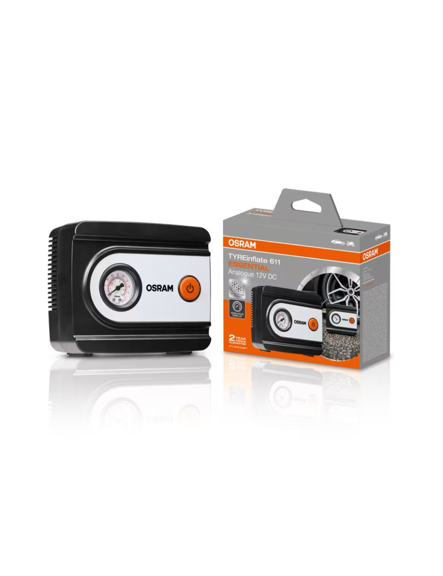 OSRAM TYREinflate 611 ESSENTIAL – 12 V analogue tyre inflator, 6.9 bar