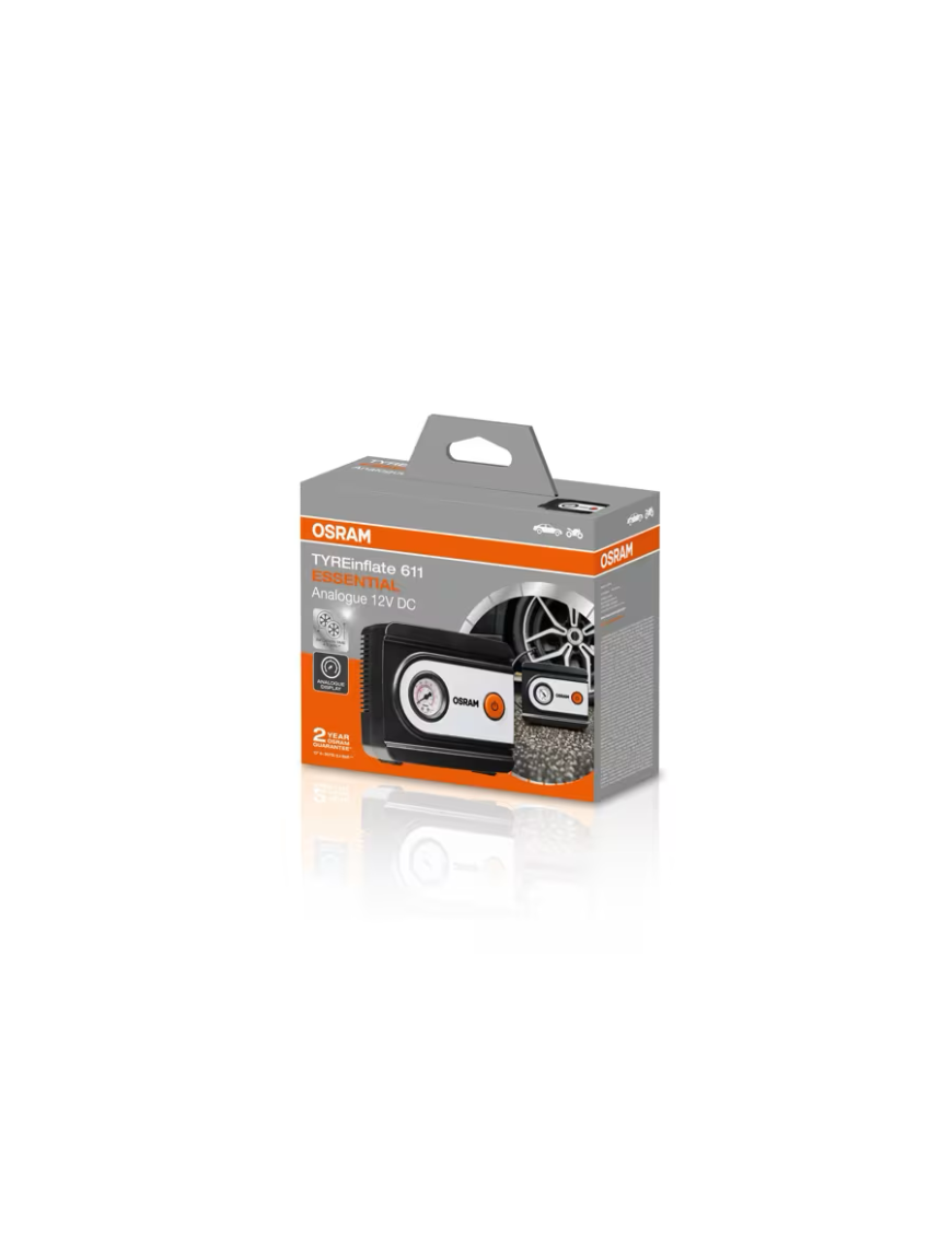 OSRAM TYREinflate 611 ESSENTIAL – 12 V analogue tyre inflator, 6.9 bar