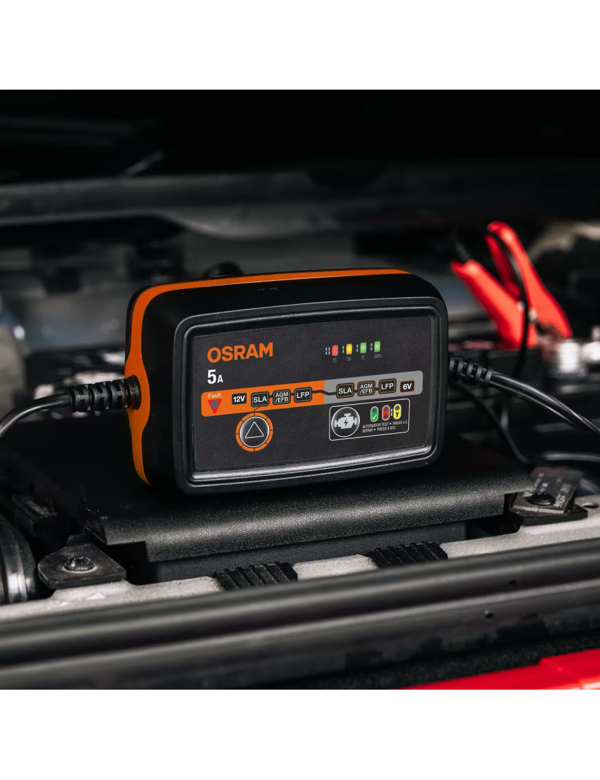 OSRAM BATTERYcharge 1005 – 5 A Smart Battery Charger, 6/12 V, 4–120 Ah