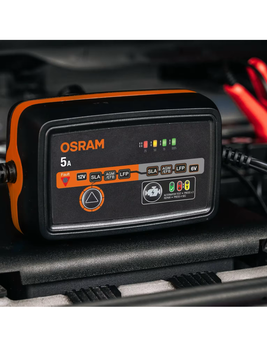OSRAM BATTERYcharge 1005 – 5 A Smart Battery Charger, 6/12 V, 4–120 Ah