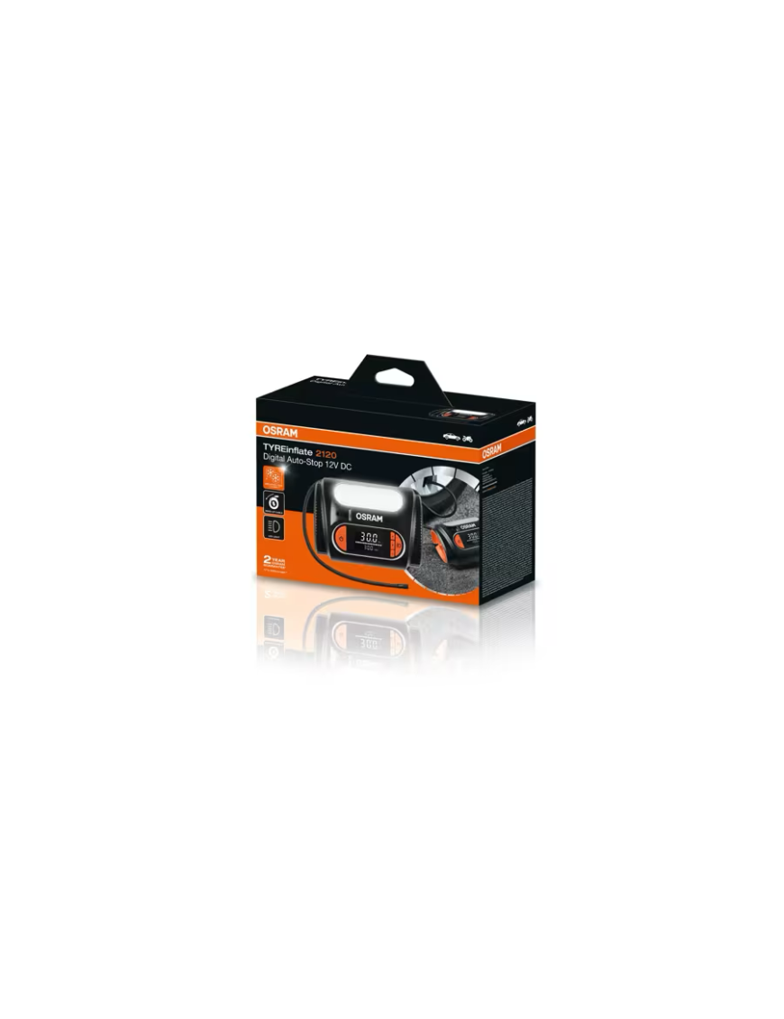 OSRAM TYREinflate 2120 – 12 V Digital Tyre Inflator, Auto-Stop, 6.9 bar