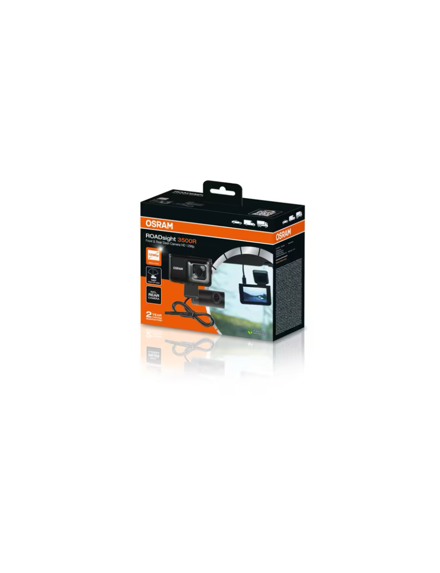 OSRAM ROADsight 3500R – Front + Rear Dash Cam 1296p/1080p, GPS