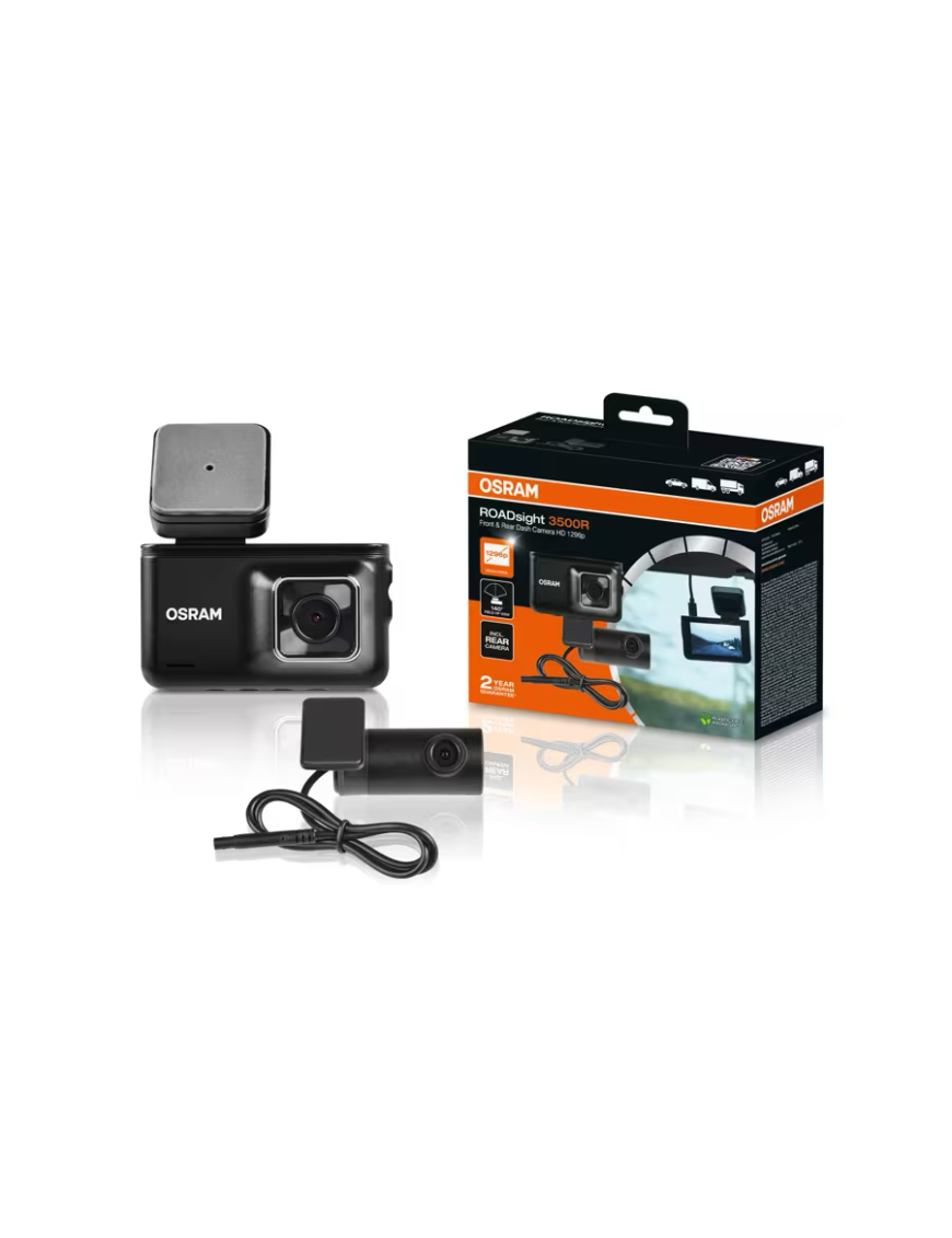 OSRAM ROADsight 3500R – Front + Rear Dash Cam 1296p/1080p, GPS
