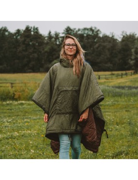 OFFLANDER PONCZO KEMPINGOWE OCIEPLANE WODOODPORNE ZIELONO-BRĄZOWE