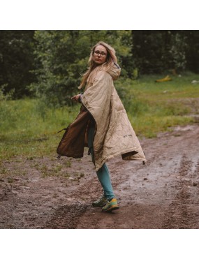 OFFLANDER PONCZO KEMPINGOWE CIENKIE Z OGRZEWACZEM BRĄZOWE