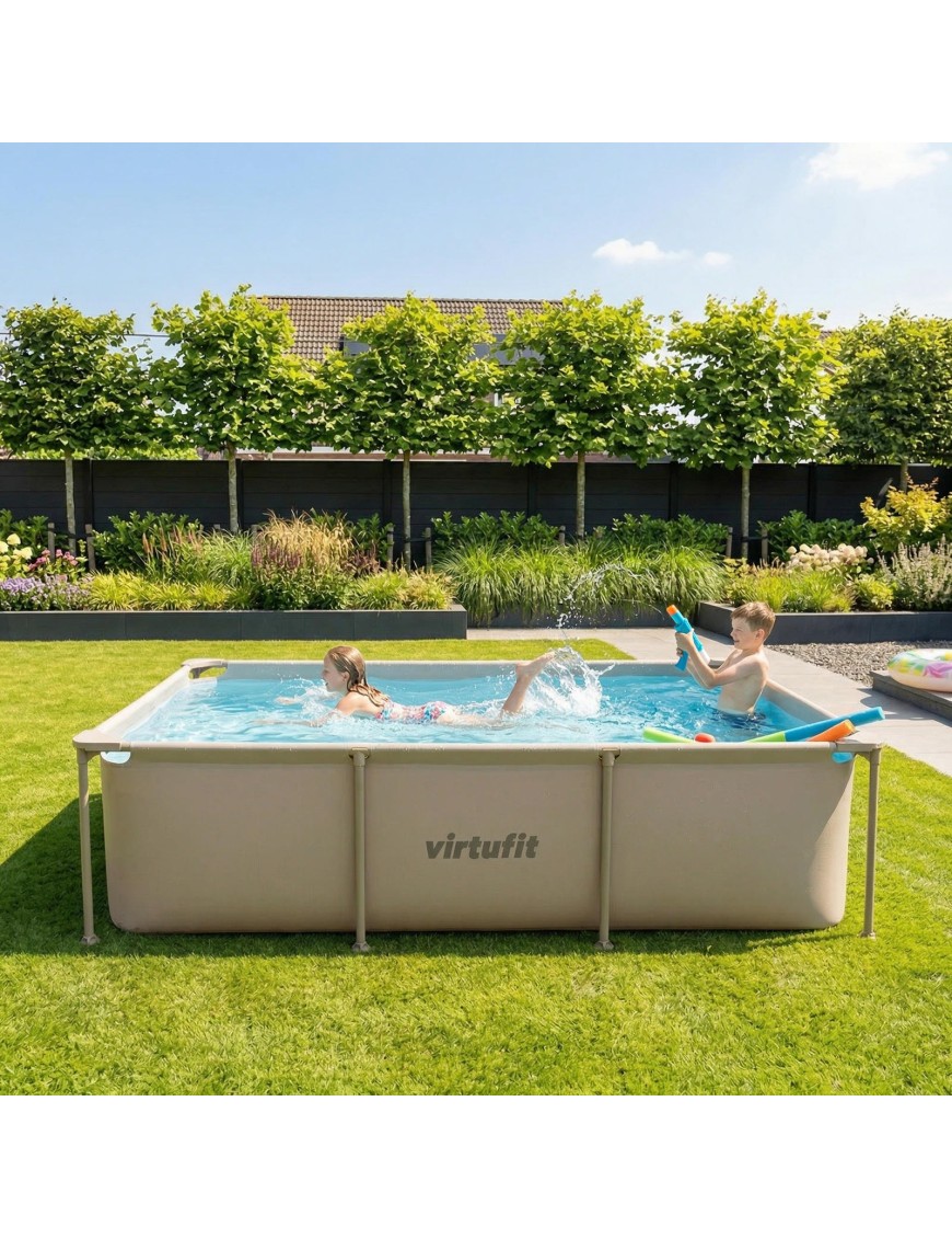 VIRTUFIT PROSTOKĄTNY BASEN 260 x 180 CM Z POMPĄ FILTRUJĄCĄ BEŻOWY
