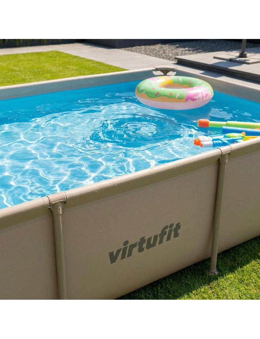 VIRTUFIT PROSTOKĄTNY BASEN 260 x 180 CM Z POMPĄ FILTRUJĄCĄ BEŻOWY