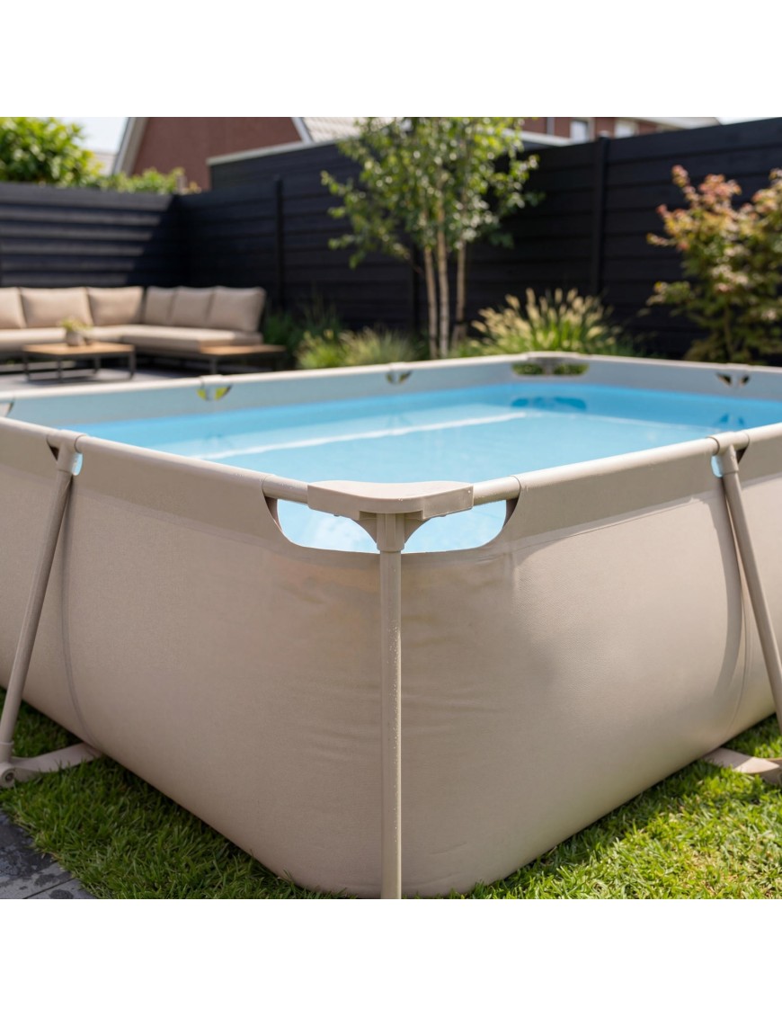 VIRTUFIT PROSTOKĄTNY BASEN 300 x 210 CM Z POMPĄ FILTRUJĄCĄ BEŻOWY