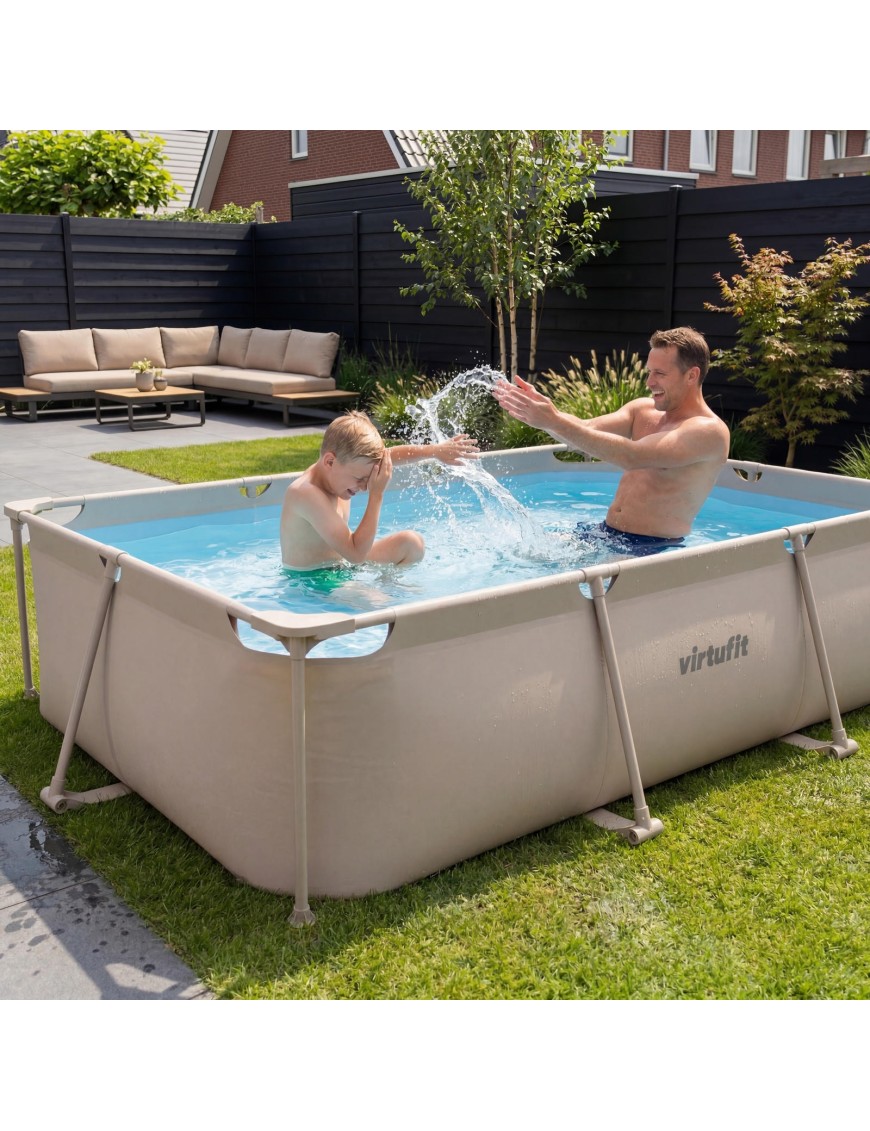 VIRTUFIT PROSTOKĄTNY BASEN 300 x 210 CM Z POMPĄ FILTRUJĄCĄ BEŻOWY