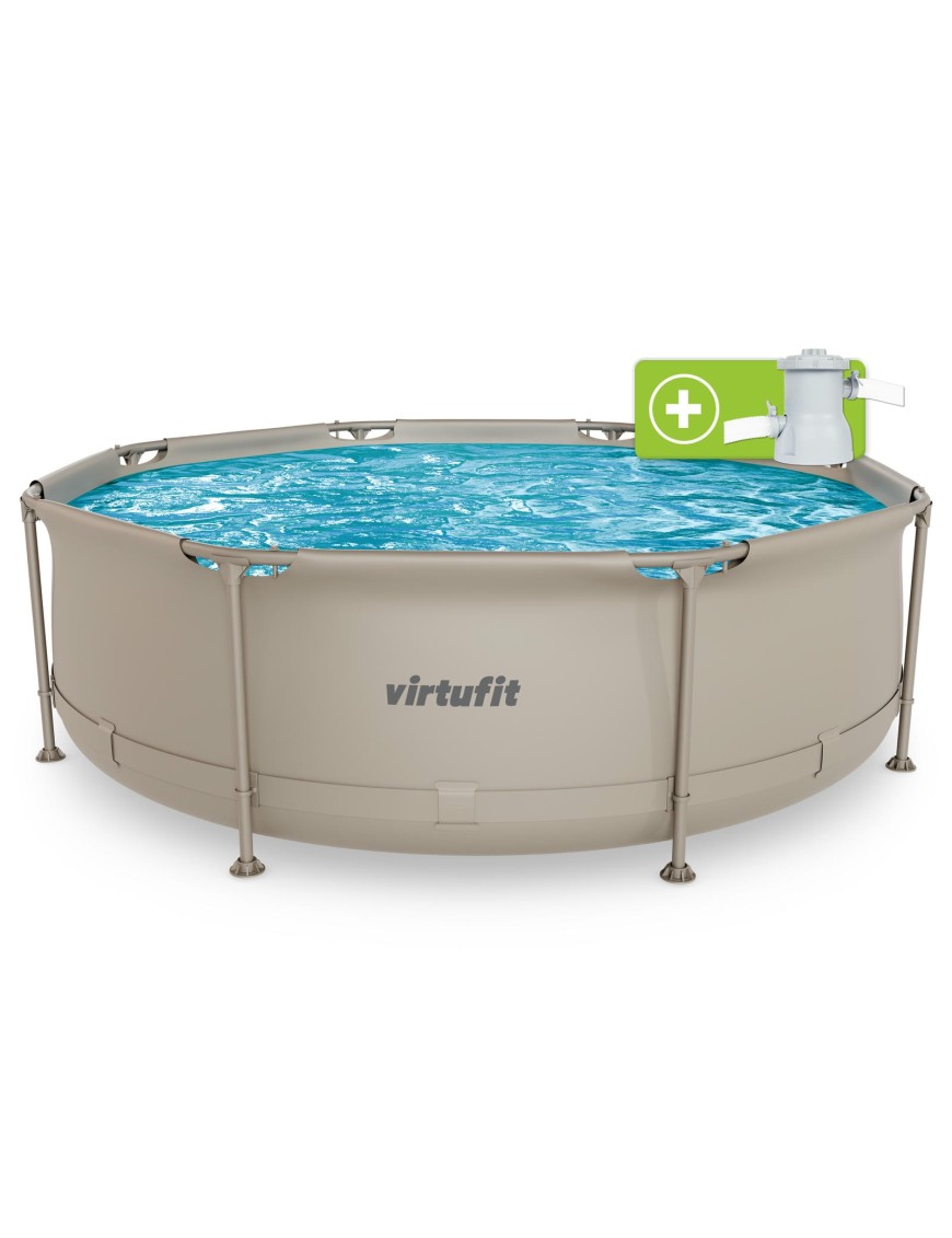 VIRTUFIT OKRĄGŁY BASEN 244 CM Z POMPĄ FILTRUJĄCĄ BEŻOWY