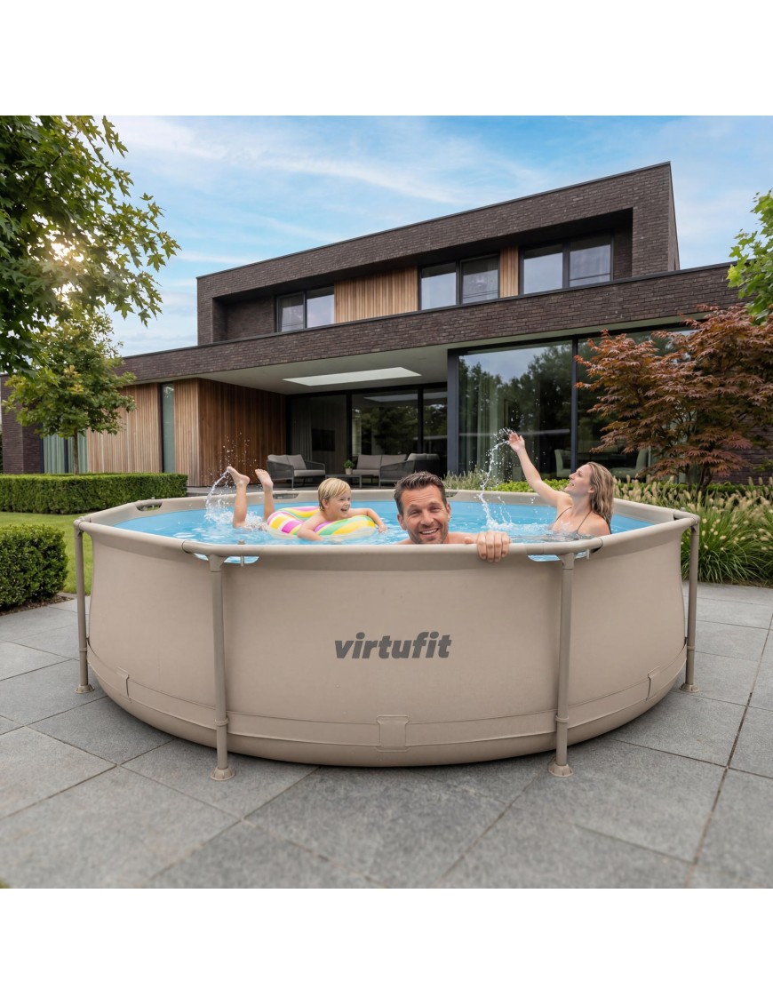 VIRTUFIT OKRĄGŁY BASEN 244 CM Z POMPĄ FILTRUJĄCĄ BEŻOWY